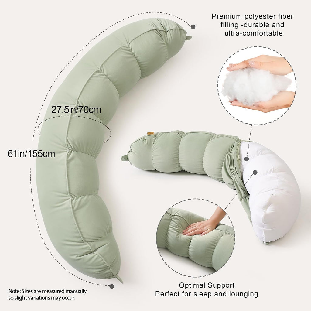 Peallow(Pat. Pend) – Long Round Body Pillow for Adults, Bolster Pillow for Sleeping, Soft and Supportive Pillow for Sleeping & Lumbar…