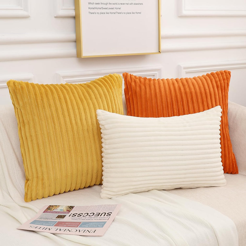SimmoreHomeDecor Simmore Decorative Throw Pillow Covers 24x24 Set of 2, Soft Natural Plush Flannel Double-Sided Fluffy Couch Euro Sham Pill…