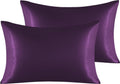 Ntbay 2 Pack Satin Standard Pillowcases for Hair and Skin, Luxurious and Silky Pillow Cases with Envelope Closure, 20x26 Inches, Eggplant P…