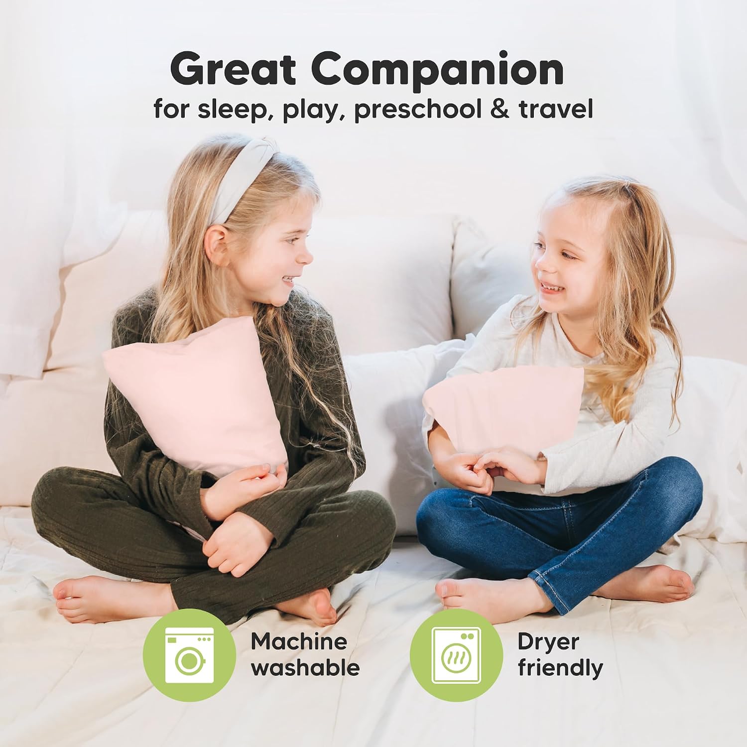 Mini Toddler Pillow with Pillowcase - 9x13 My Little Dreamy Travel Kids Pillow for Sleeping, Toddler Bed, Small, Tiny, Organic Cotton…