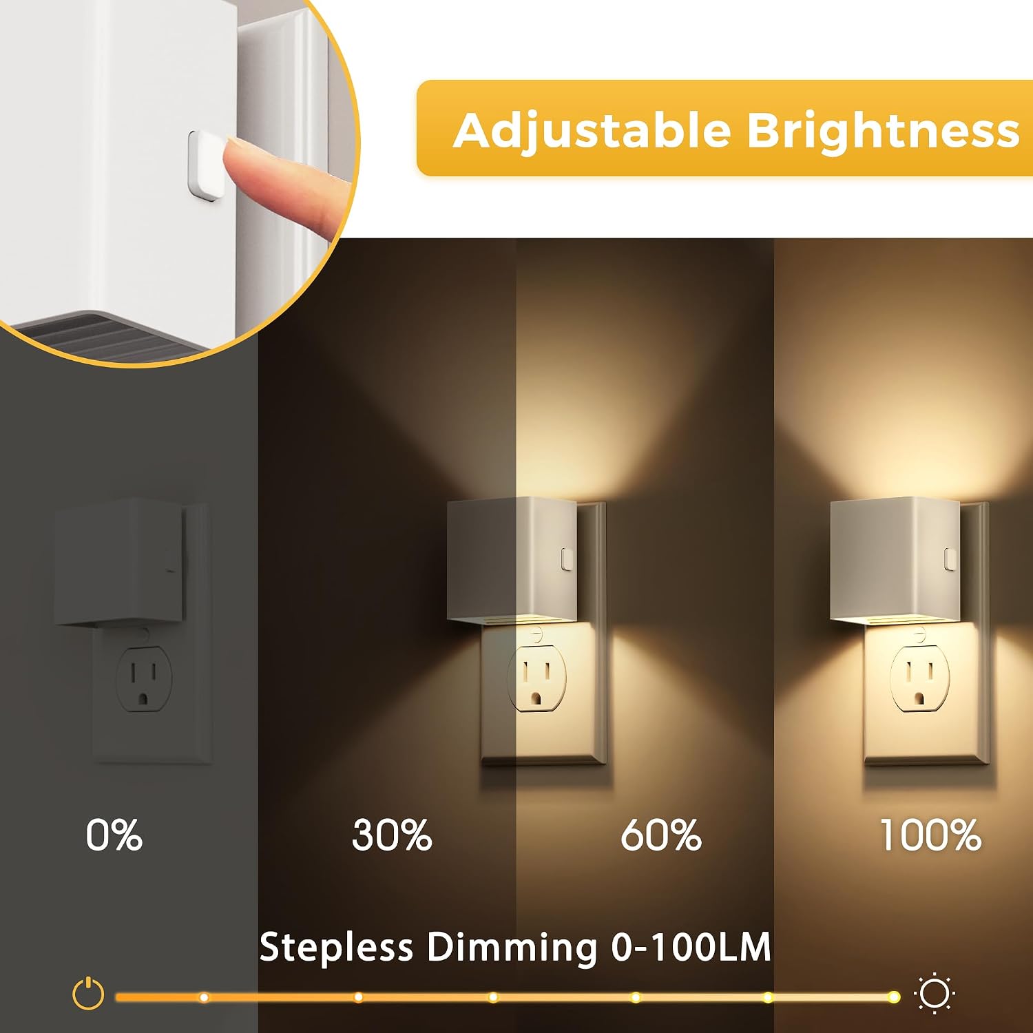 Llohasled L LOHAS LED Night Light, 2 Pack Night Lights Plug into Wall, Dusk to Dawn Sensor, 0-100LM Adjustable Brightness, Soft White 3000K…
