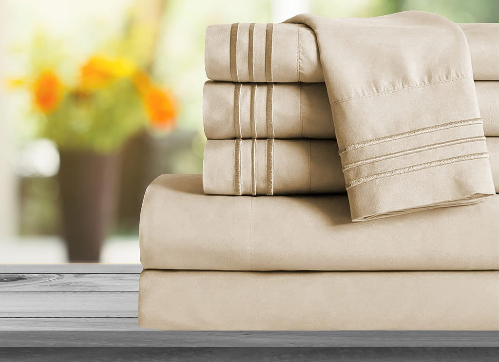 MocassiLuxuryBedding Mocassi Cali King Sheet Set - Luxury Hotel 1800 Premier Bedding Sheets & Pillowcases - Ultra Soft Breathable & Cooling…