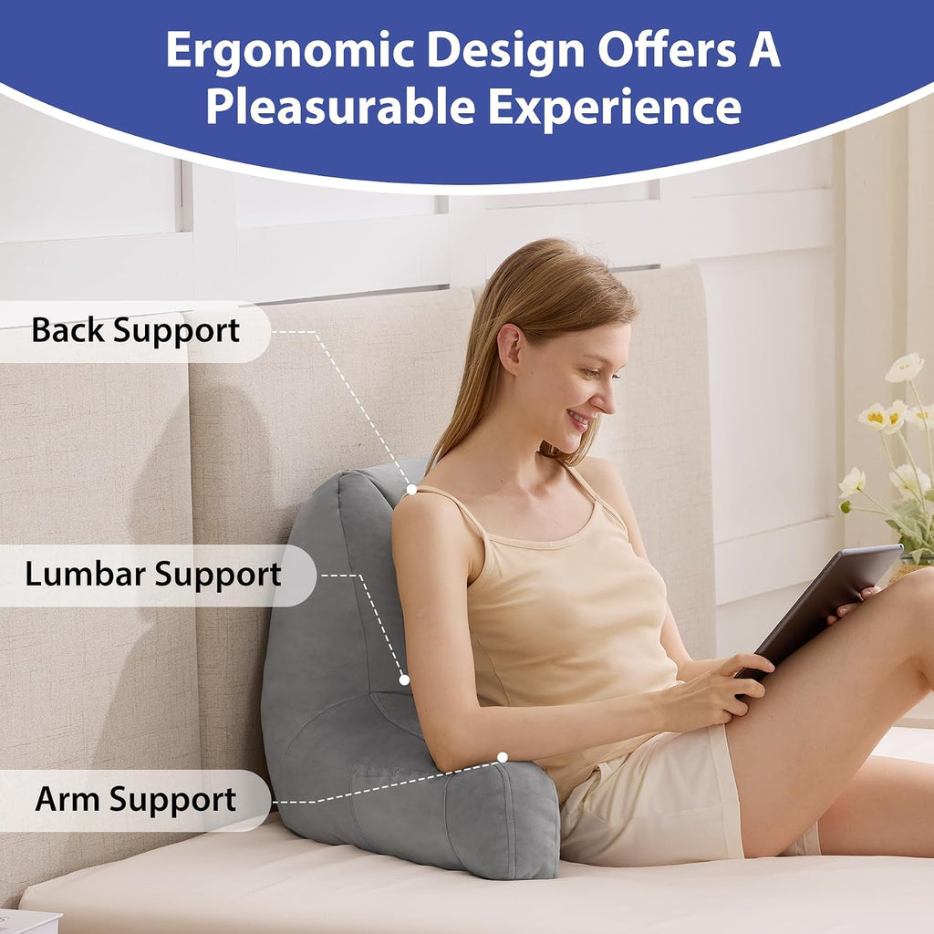 IASEAHK Reading Pillows for Sitting in Bed Adult, Back Pillow for Bed Sitting Up, Backrest Pillows with Shredded Foam for Adult&Teens…