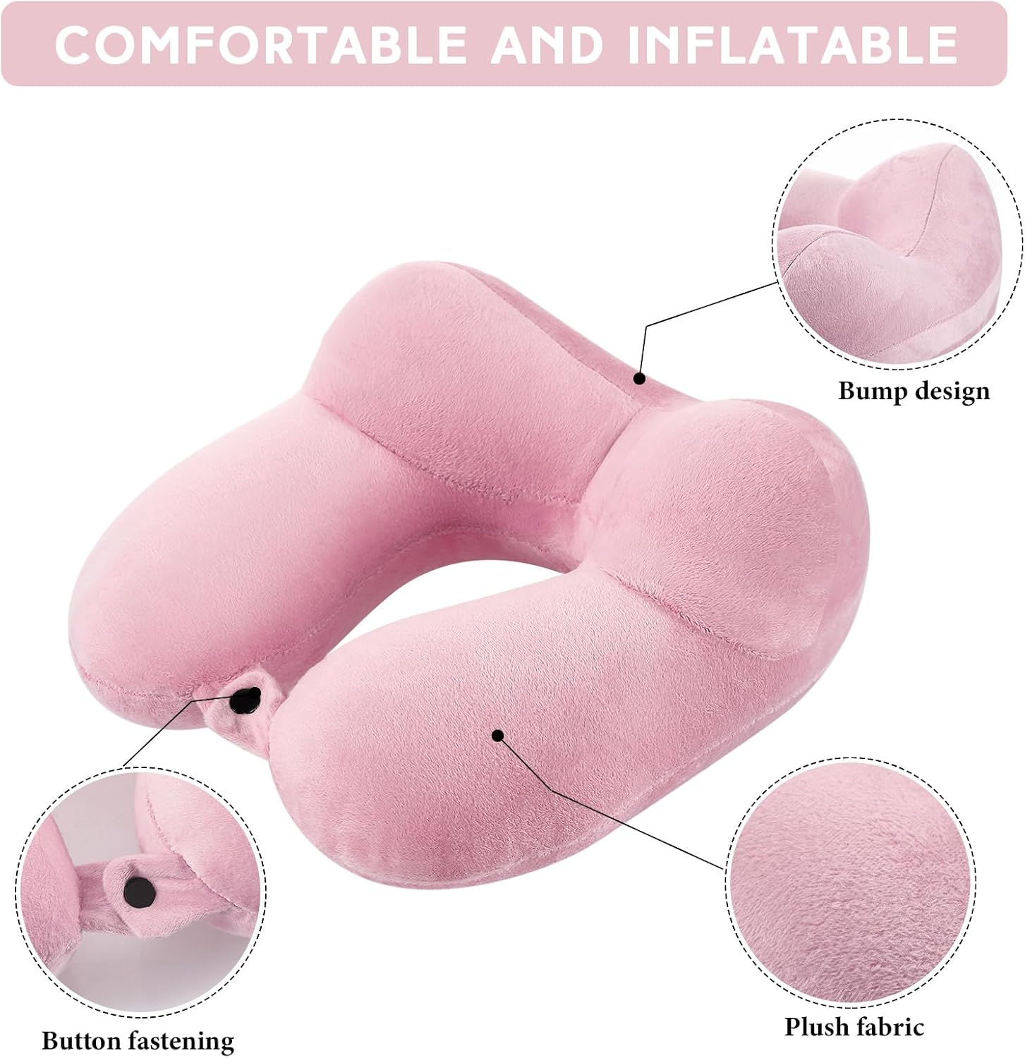 Sintuff 2 Pack Inflatable Travel Pillow for Airplanes Inflatable Neck Flight Pillows with Compact Bag and Blindfold for Traveling…