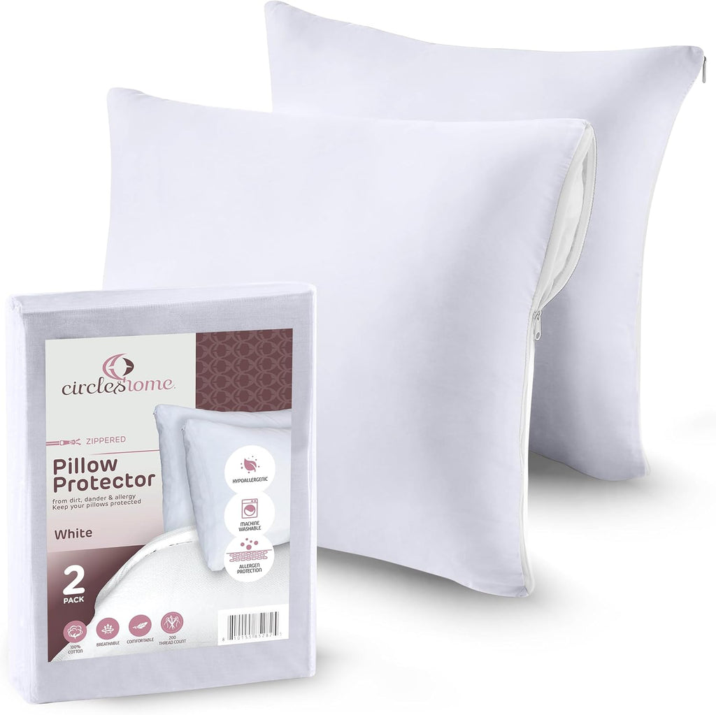 CIRCLESHOME Throw Pillow Protectors - 100% Cotton Breathable Pillowcases - 16 X 16 Square Pillowcases - Protects Pillows from Dirt, Dust…