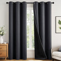 Miulee Grey 100% Blackout Curtains for Bedroom 84 Inch Long, 2 Thick Layers Thermal Insulated Black Out Window Curtains with Black Liner, N…