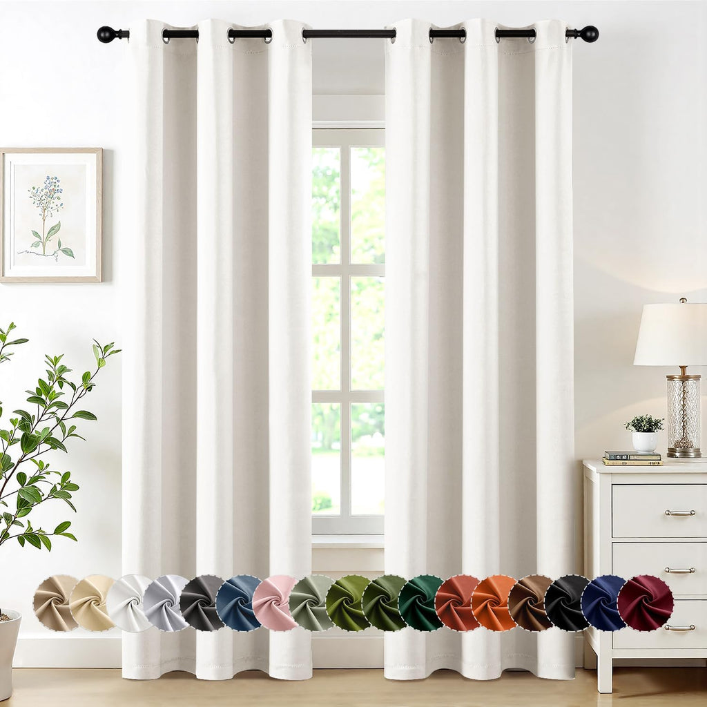Miulee Blackout Curtains for Bedroom Living Room 2 Panels, Thermal Insulated Room Darkening Drapes Grommet Noise Reducing Light Blocking Wi…