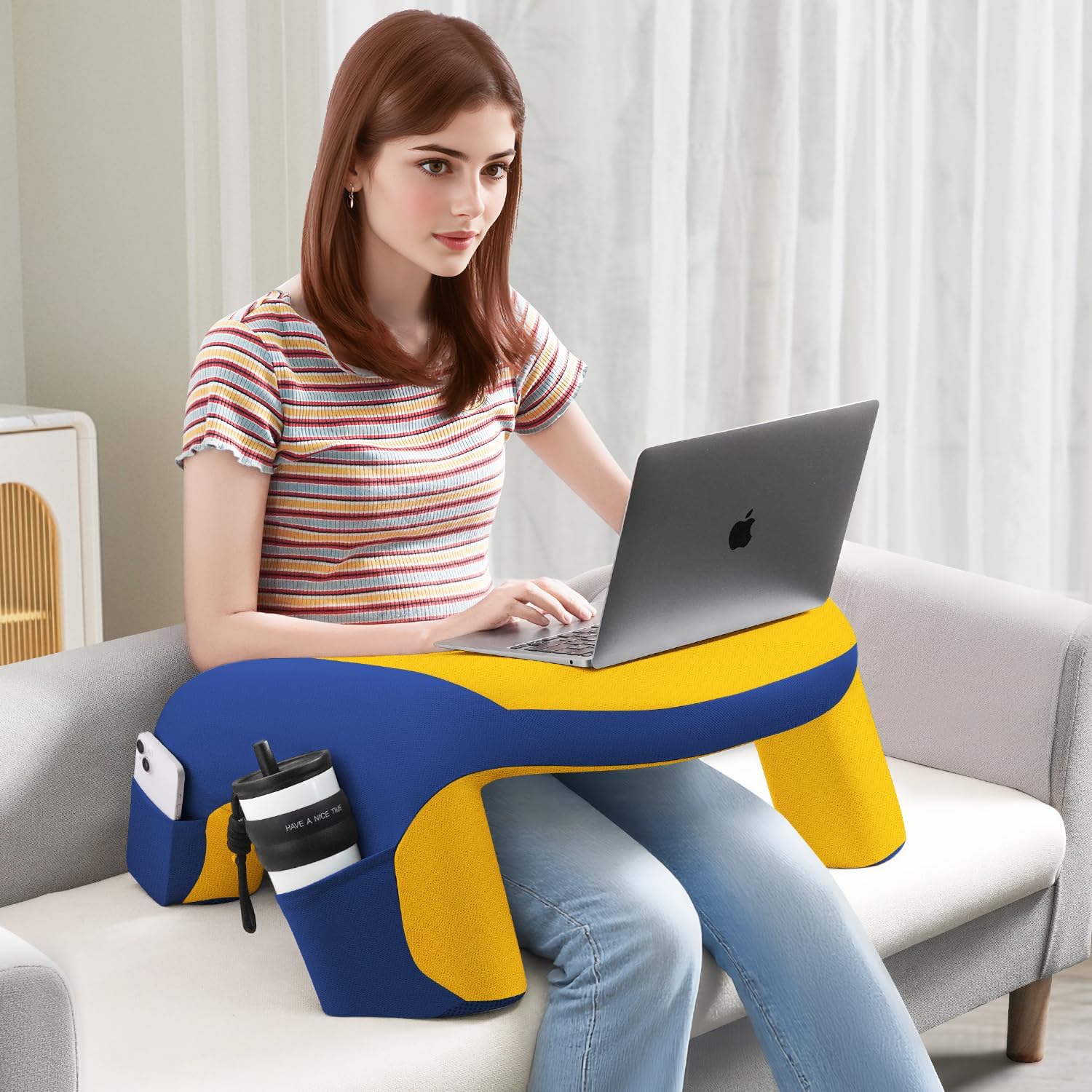 Wogahev Reading Pillow, Gaming Pillow for Lap, Bed Desk for Laptop and Writing, Memory Foam Lap Desk for Reading, Working, Playing Steam De…