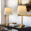 Oneach Modern Gold Brass Table Lamp Set of 2 for Bedroom Living Room 19.5'' Traditional Bedside Desk Nightstand Buffet Candlestick Samll…