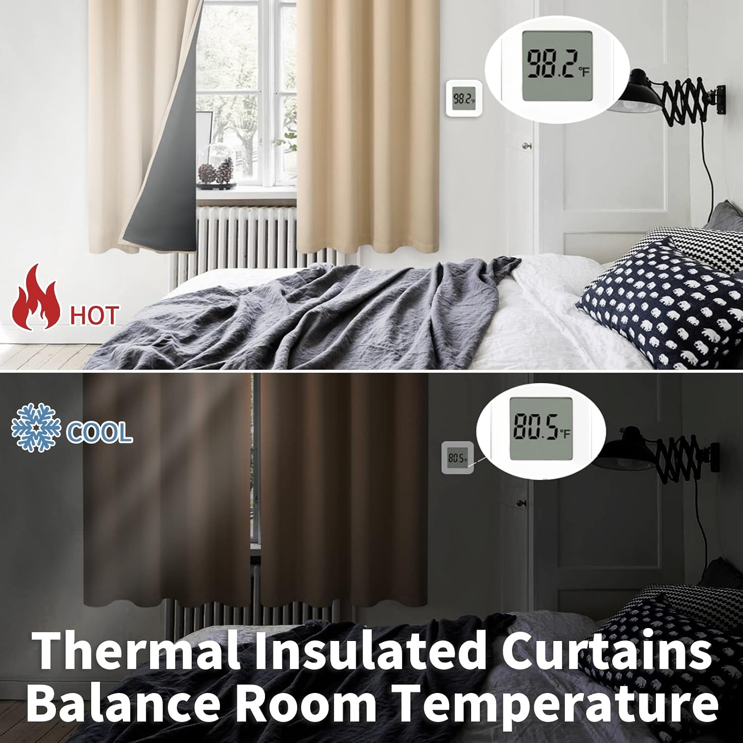BGment Thermal Insulated 100% Blackout Curtains for Bedroom with Black Liner, Double Layer Full Room Darkening Noise Reducing Grommet Curta…