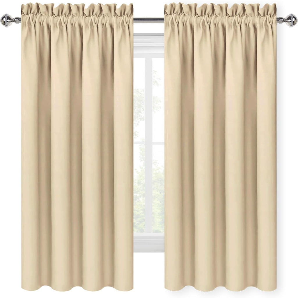 DWCN Blackout Curtains for Living Room Thermal Insulated, Energy Saving & Noise Reducing Bedroom Curtains, Beige, W 70x L 63 Inch, Set of…