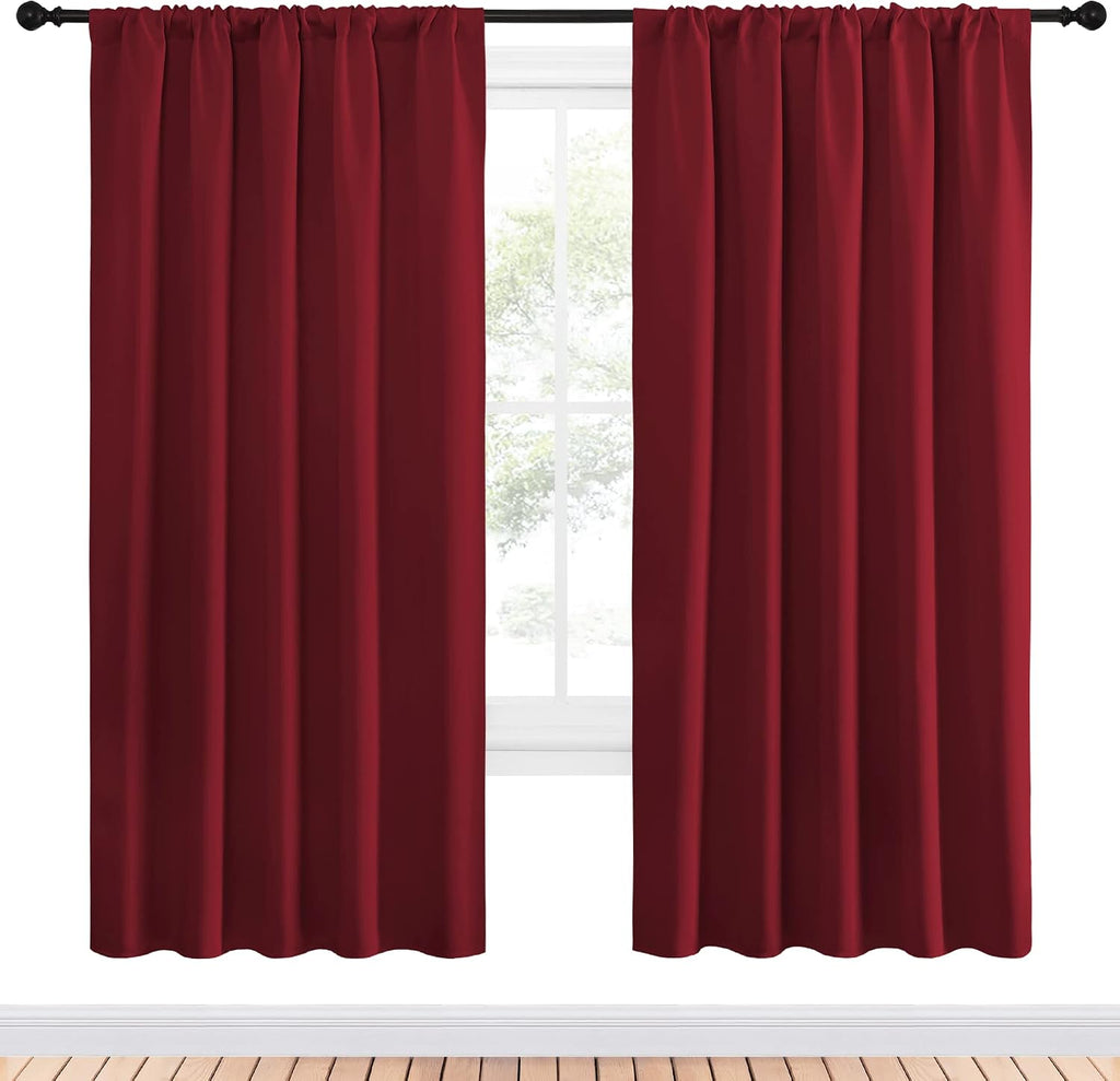 NICETOWN Christmas Burgundy Blackout Curtains and Drapes - Thermal Insulated Solid Rod Pocket Blackout Draperies/Panels for Guest Room (1…