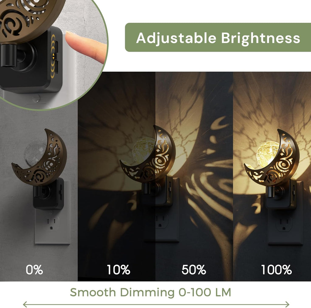 L LOHAS LED Night Lights Plug into Wall: 2 Pack Moon Sphere Decor Landscape Night Light, Dusk to Dawn Sensor Glass Globe Nightlight…