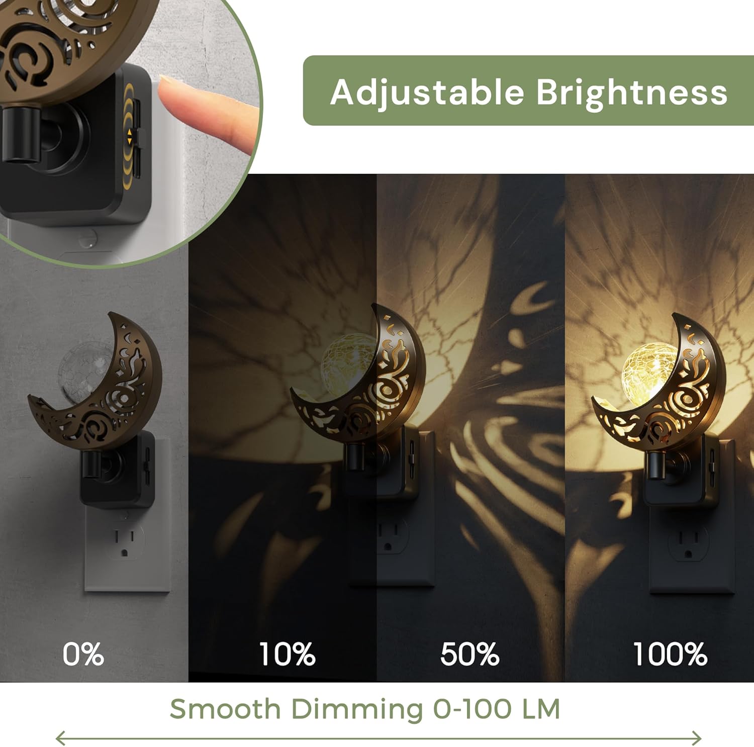 L LOHAS LED Night Lights Plug into Wall: 2 Pack Moon Sphere Decor Landscape Night Light, Dusk to Dawn Sensor Glass Globe Nightlight…