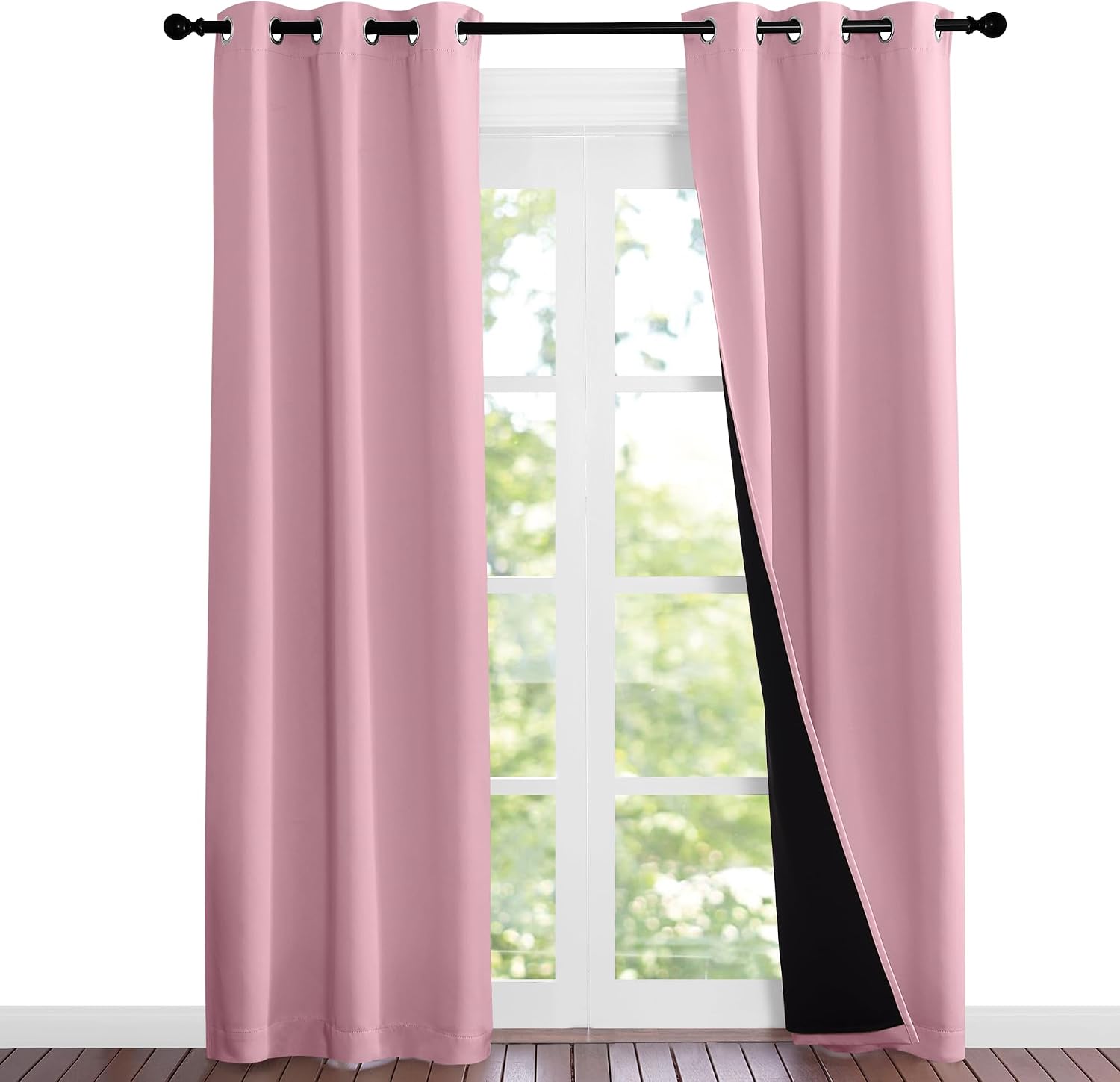 Nicetown Crystal Pink Full Shade Curtain Panels, 37" Wide x 80" Long, Pair of Thermal Insulated & Energy Efficiency Blackout Curtains for L…