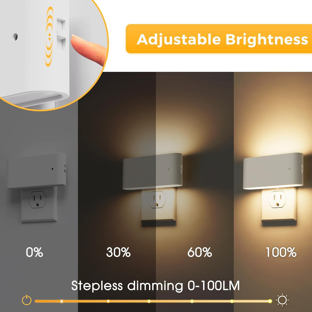 L LOHAS LED Night Light, 2 Pack Dimmable Modern LED Night Lights Plug into Wall, Dusk to Dawn Sensor Night Lights for Kid, 0-100LM 3000K…