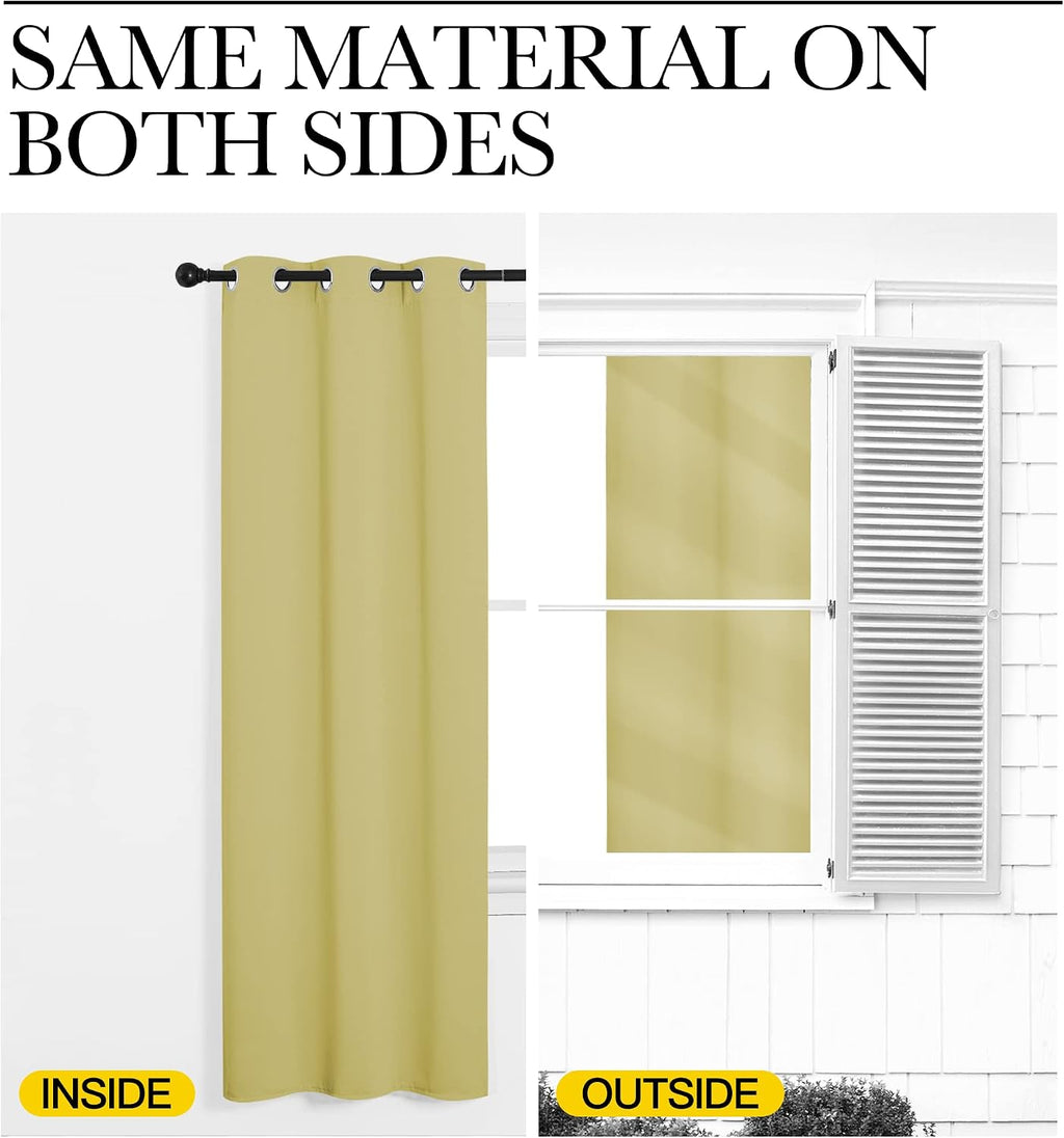 Nicetown Paler Yellow Blackout Curtains 120" Long for Office, Dining Room, Guest Room, 55" Wide, 2 Pieces, Sound Reducing Heat and Cold Blo…