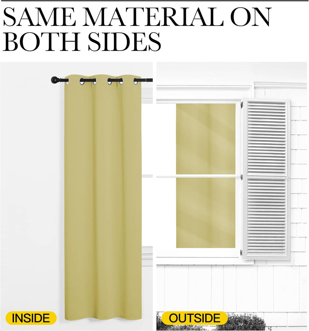 NICETOWN Paler Yellow Blackout Curtains for Bedroom (1 Pair, 42 x 63 inches), Farmhouse Thermal Insulated Room Darkening Drapes for Windows