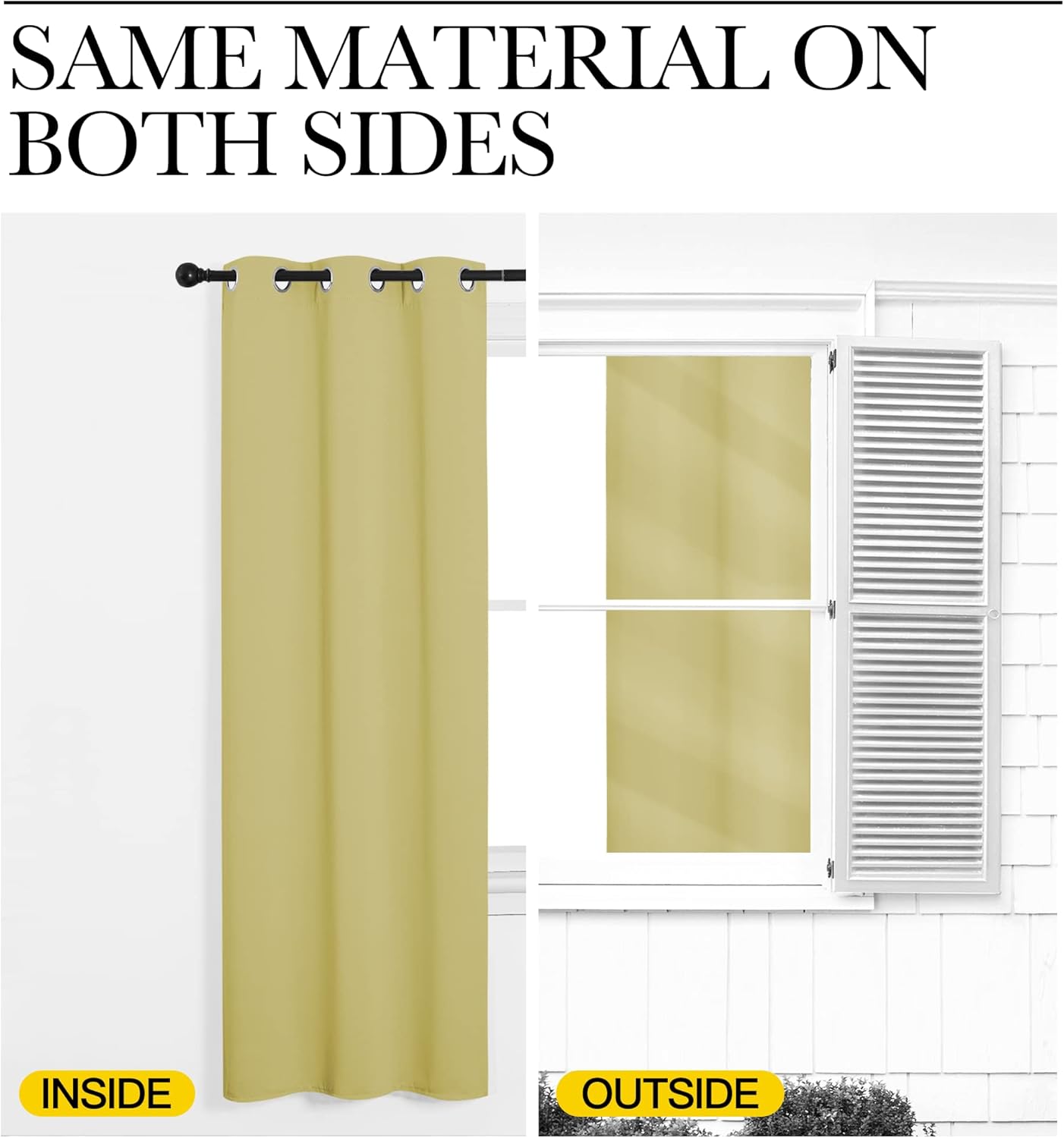 NICETOWN Paler Yellow Blackout Curtains for Bedroom (1 Pair, 42 x 63 inches), Farmhouse Thermal Insulated Room Darkening Drapes for Windows
