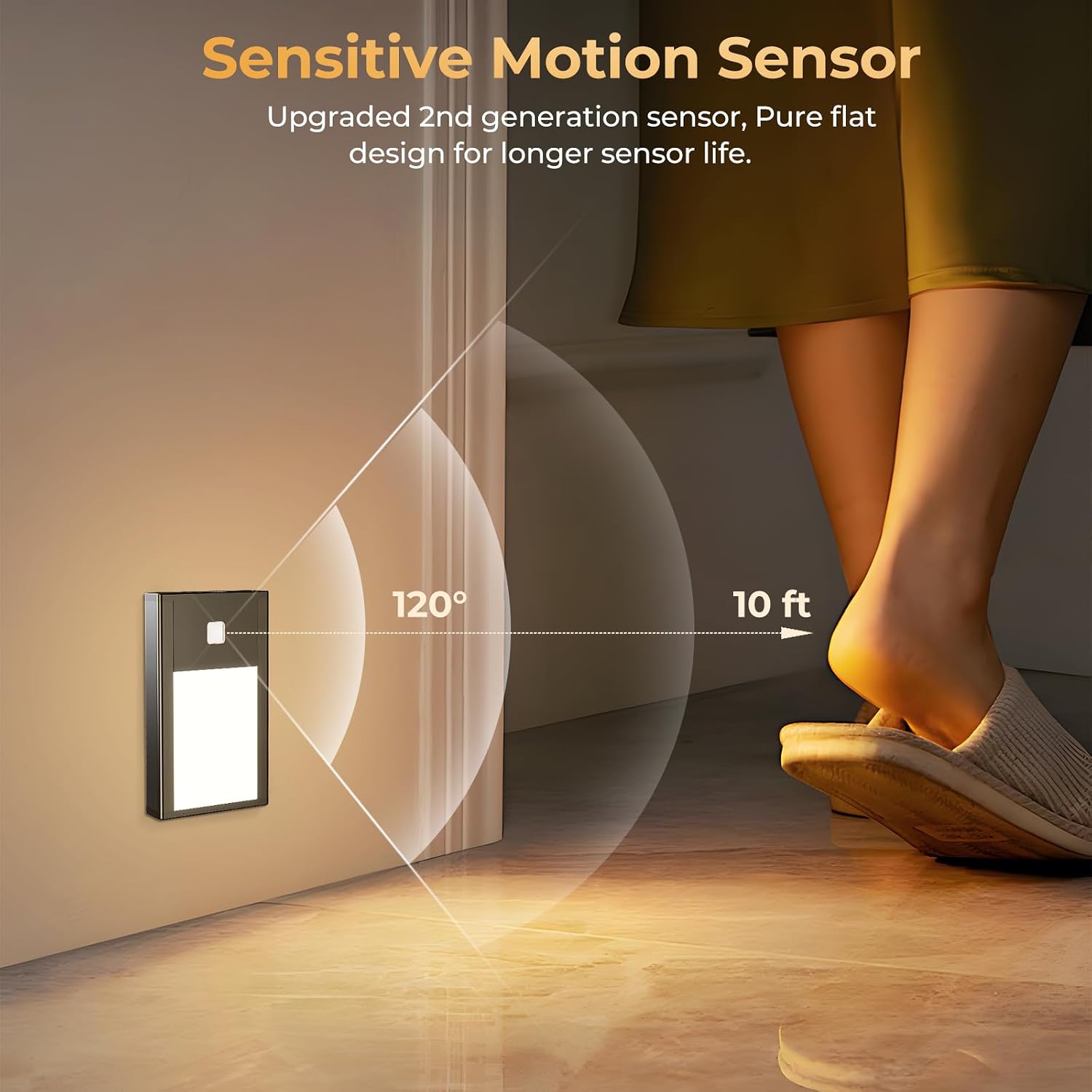 VST Motion Sensor Step Night Lights, Rechargeable Battery Powered Stair Lights with Magnetic Suck Installation for Indoor Bedroom Hallway…