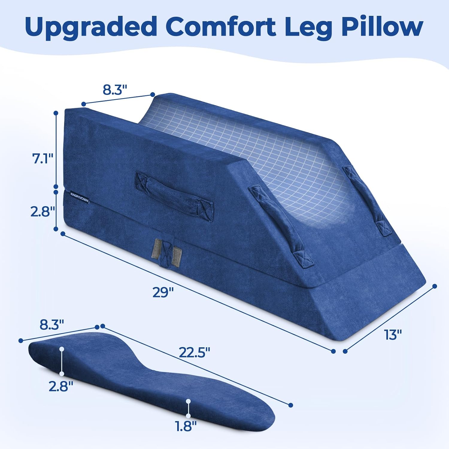 KingPavonini 4-Height Adjustable Leg Elevation Pillows for After Surgery with Ergonomic Curve, Memory Foam Wedge Pillow for Legs Swelling,…