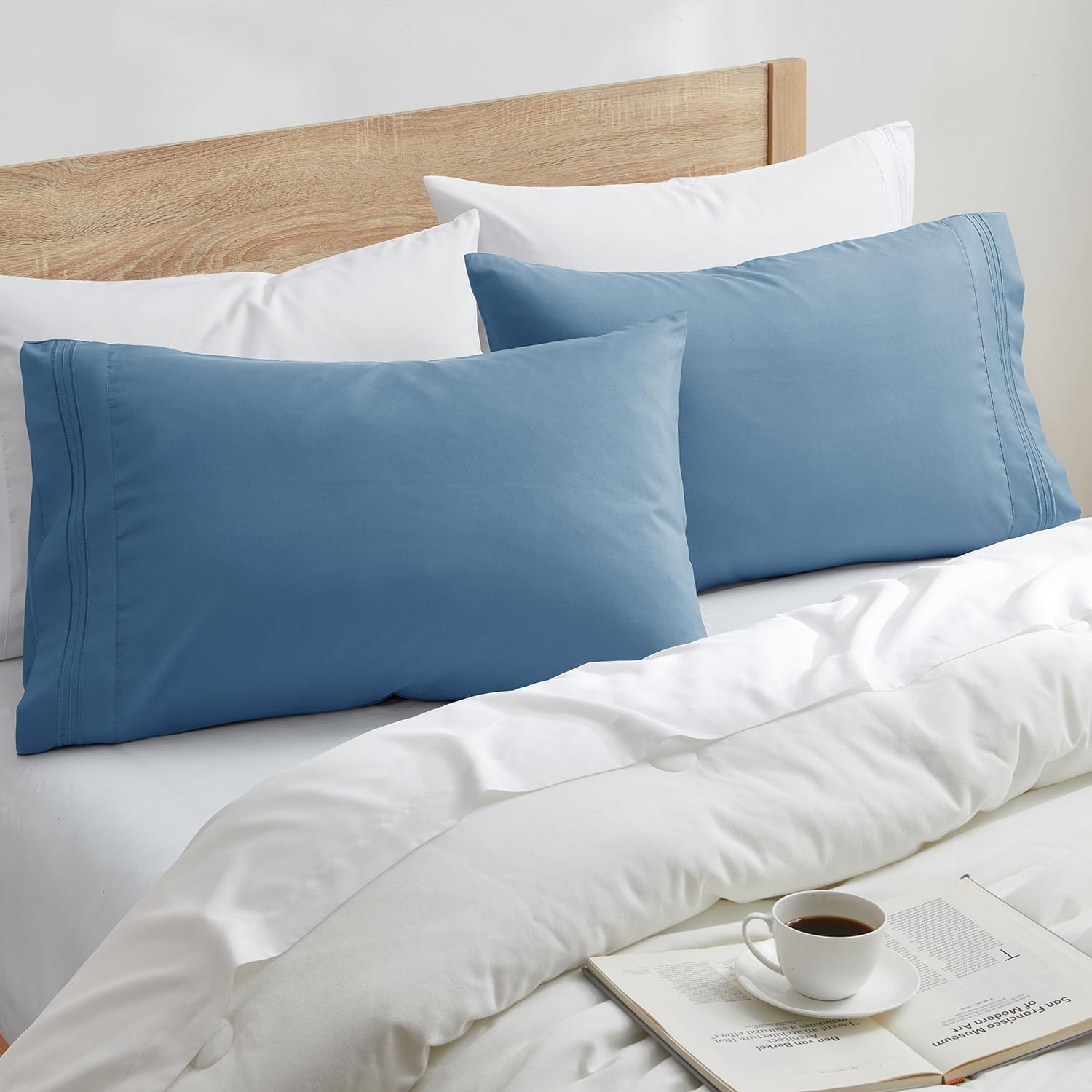 Nestl Blue Heaven King Pillow Cases 2 – Soft King Size Pillow Case, 1800 Brushed Microfiber Pillowcases, Envelope Closure Pillowcase, King…