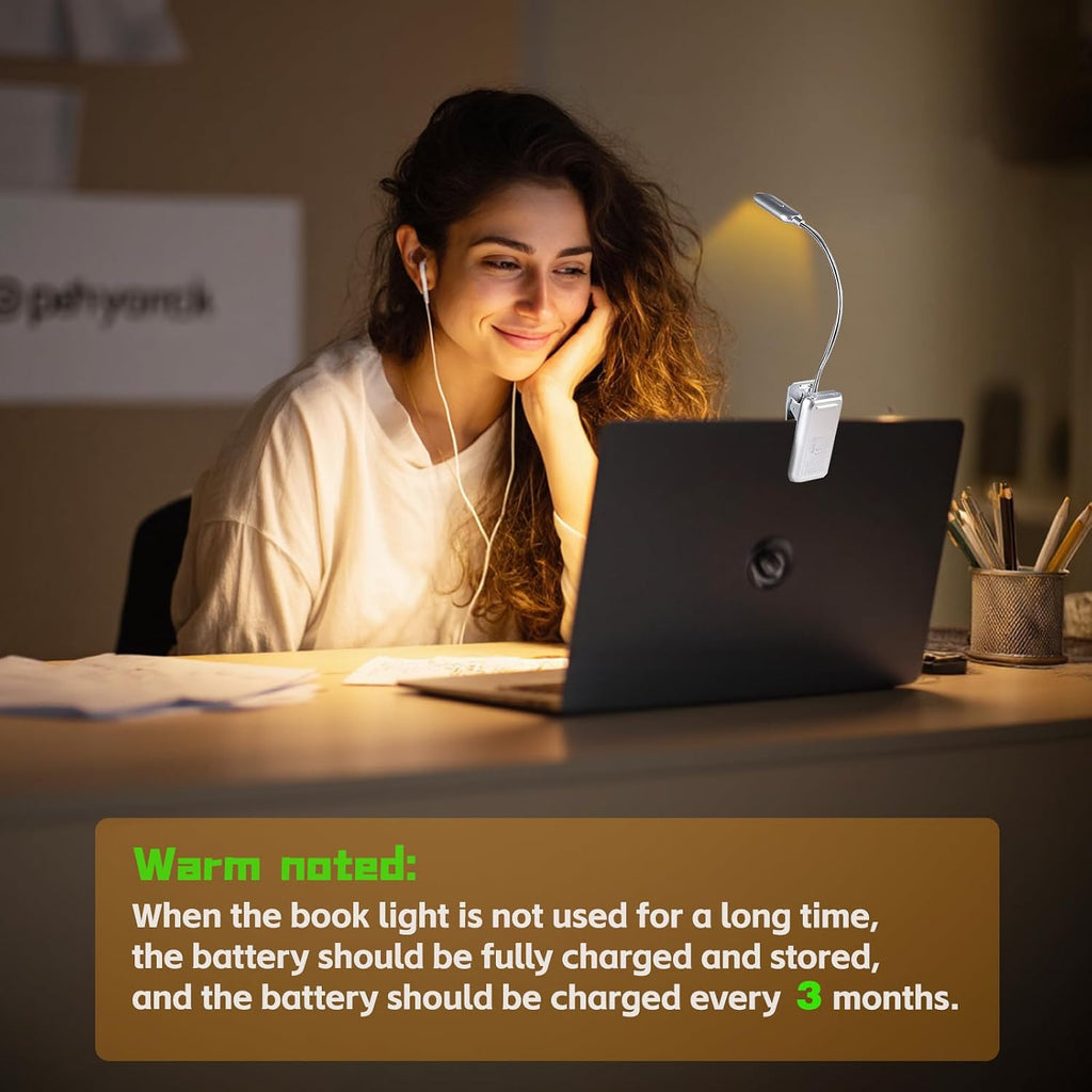 Vavofo Rechargeable Book Light for Reading in Bed Kids, 7 LED Reading Light with 9-Level Warm Cool White Daylight, Eye comfort Lamp with…
