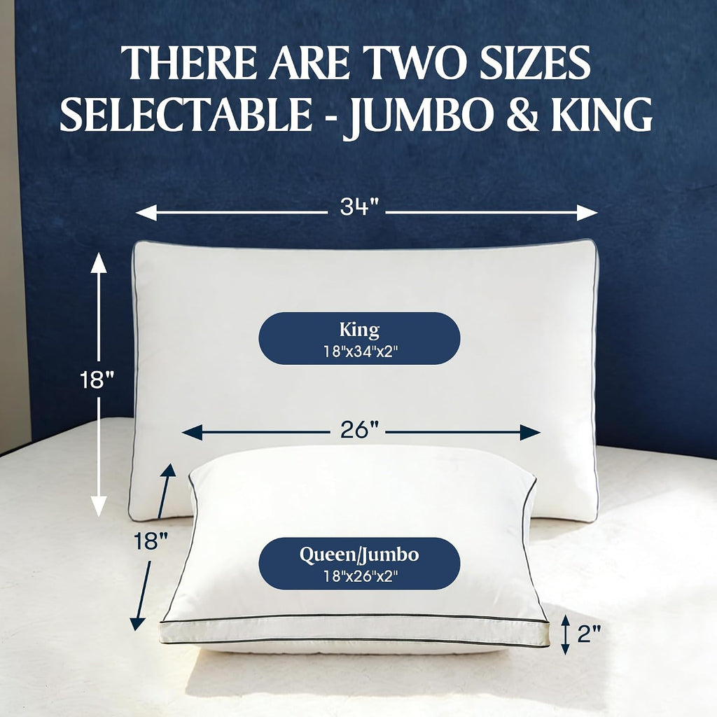 Blue Ridge Home Fashions Hotel Collection Pillows Queen Size Set of 2, Medium Soft Down Alternative Fill with Gusseted Design, Breathable…