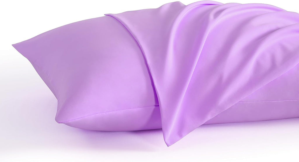 Ntbay Standard Pillow Cases Set of 2, 2 Pack Brushed Microfiber 20x26 Pillow Cases, Soft, Wrinkle, Fade, Stain Resistant Light Purple Pillo…