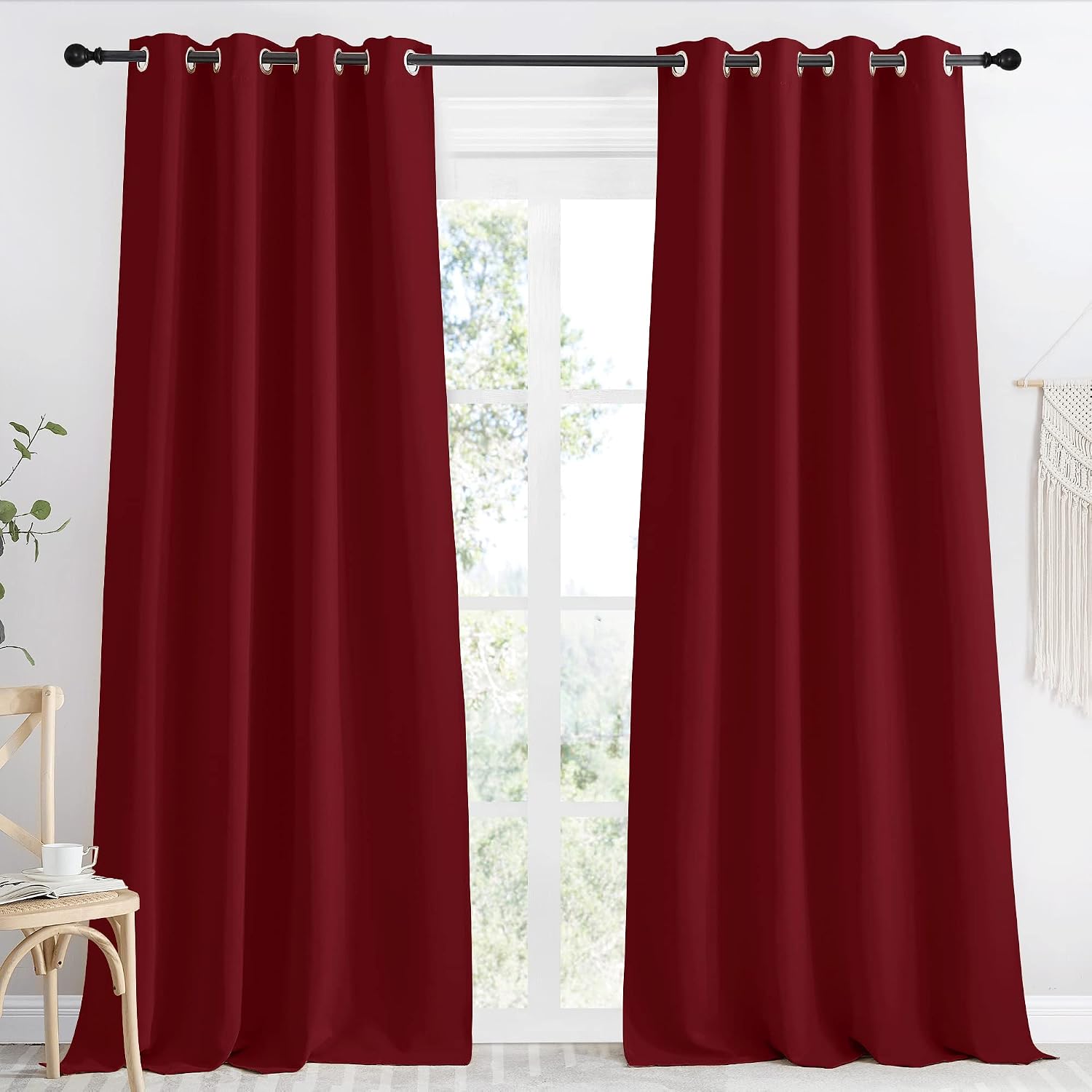NICETOWN Christmas Burgundy Curtains for Living Room, 55x90 Inch,1 Piece, Burgundy Red, Home Decor Energy Smart Thermal Insulated Window…