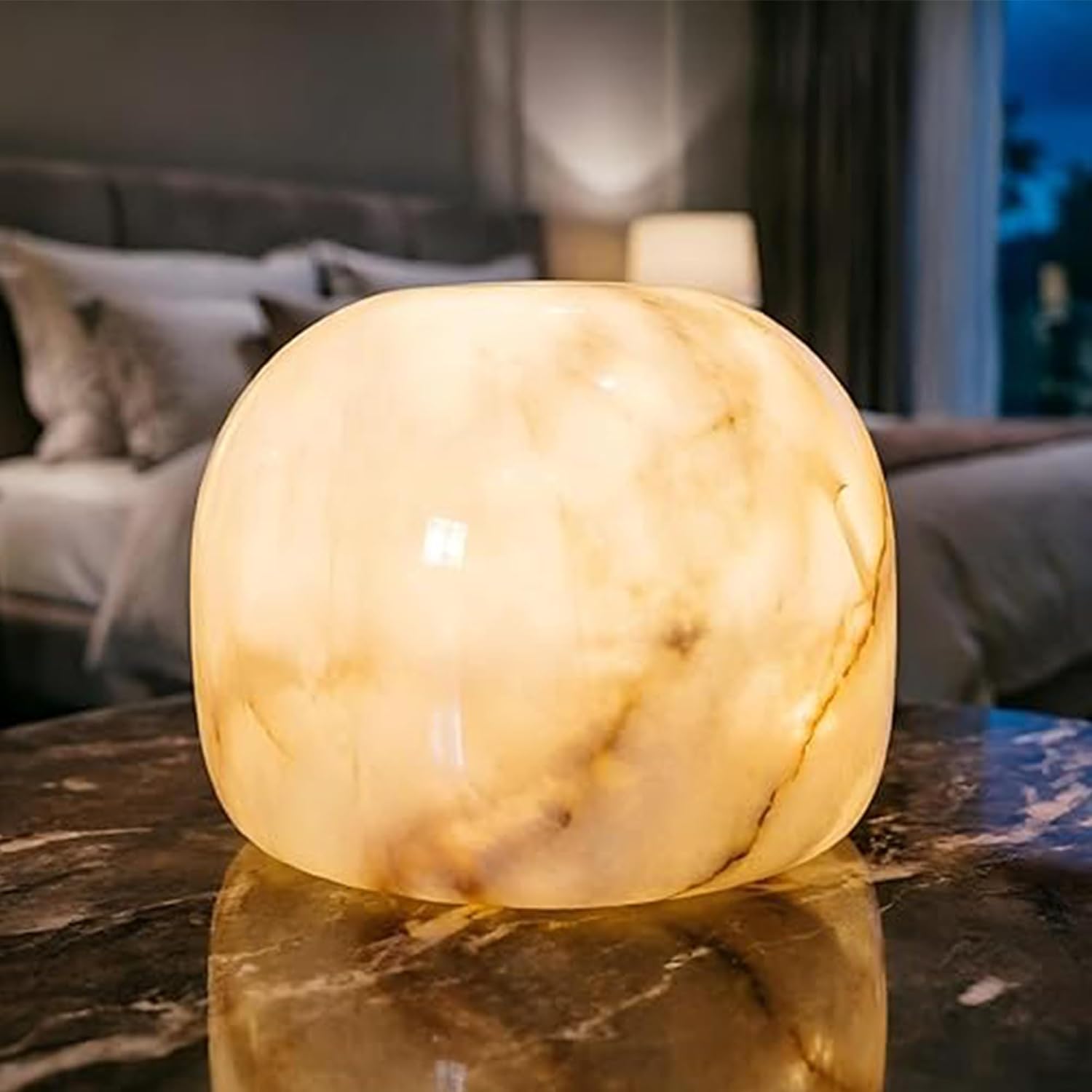 Marmor Marble Lamp Night Light Touch Bedside Table Lamp for Bedroom, Type-C Rechargeable Small Desk Bedside Small Lamps, Eye Caring Dimmable…