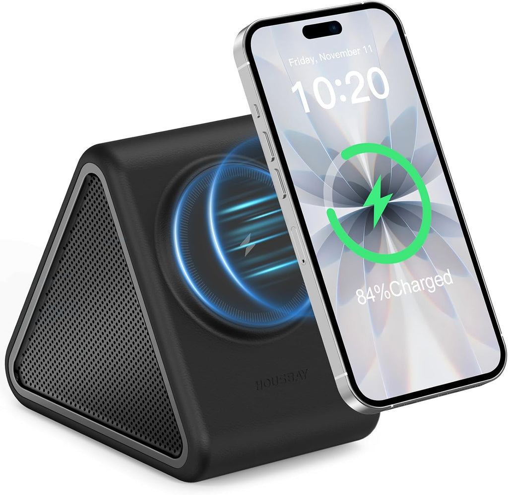 Housbay Sound Machine with Magnetic Wireless Charger for iPhone, 2-in-1 Design for Clutter-Free Nightstand, Dual-Speaker Stereo Sound for…