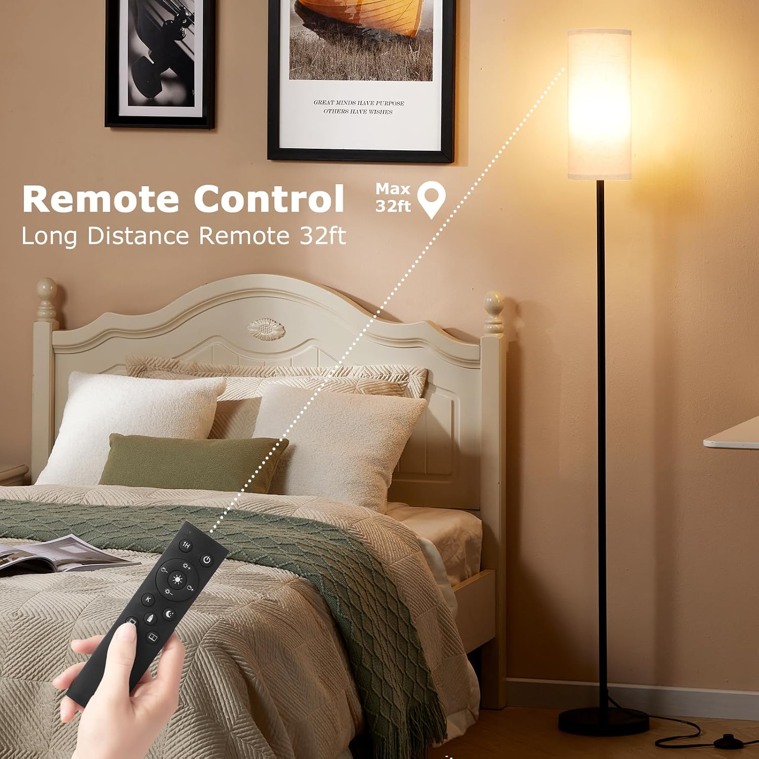 Ambimall 64'' Floor Lamps for Living Room with Remote Control and Stepless Dimmable Colors Temperature & Brightness, 9W Bulb…