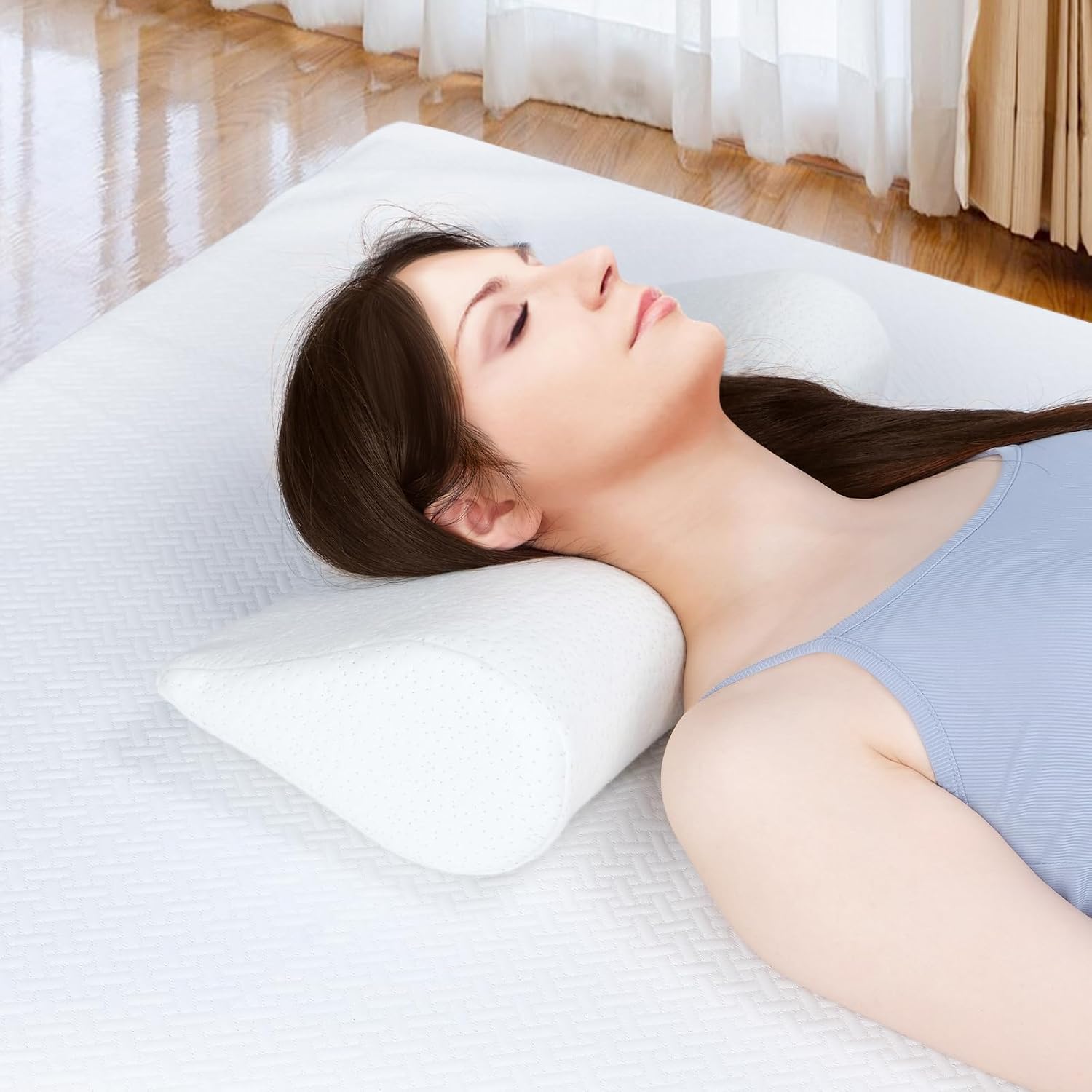 COOLBEBE Cervical Neck Pillows 2PCS, Memory Foam Neck Roll Pillows for Sleeping, Ergonomic Bolster Pillow for Bed, Sofa, Car Seat, Spine…