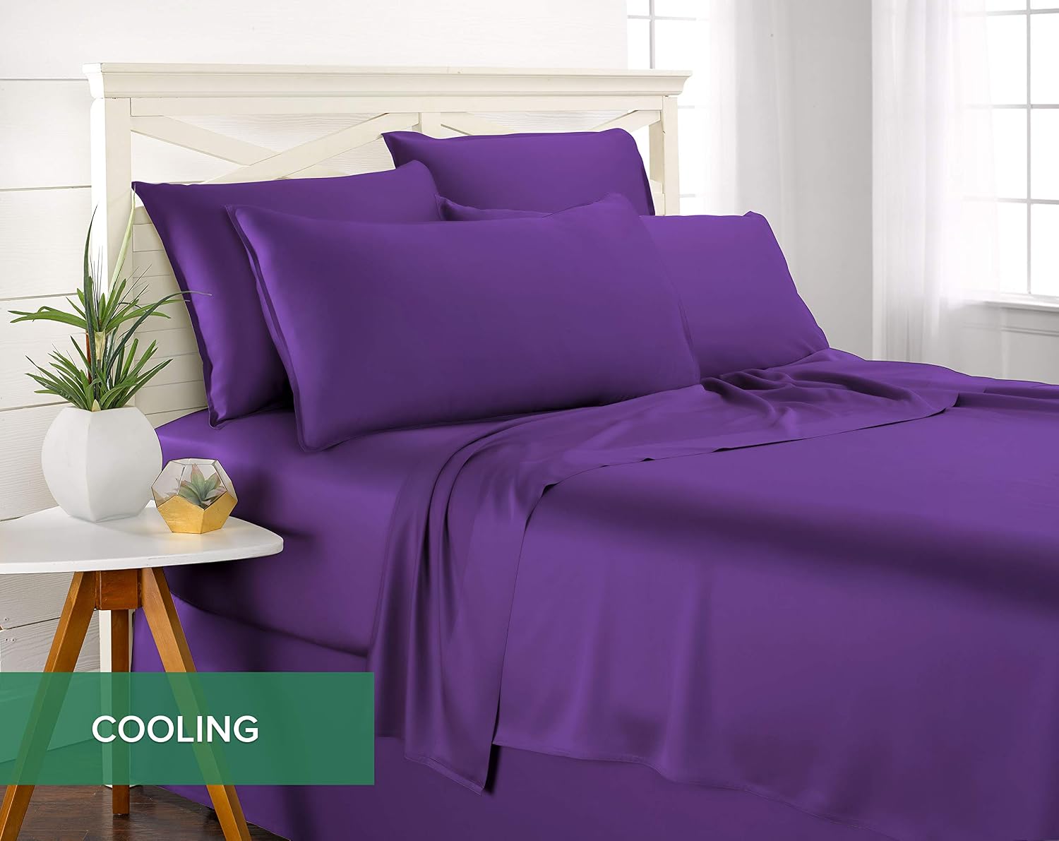 Queen Pillowcases by Pure Bamboo, Genuine 100% Organic Viscose Derived from Bamboo, Luxuriously Soft & Cooling, Double Stitching…