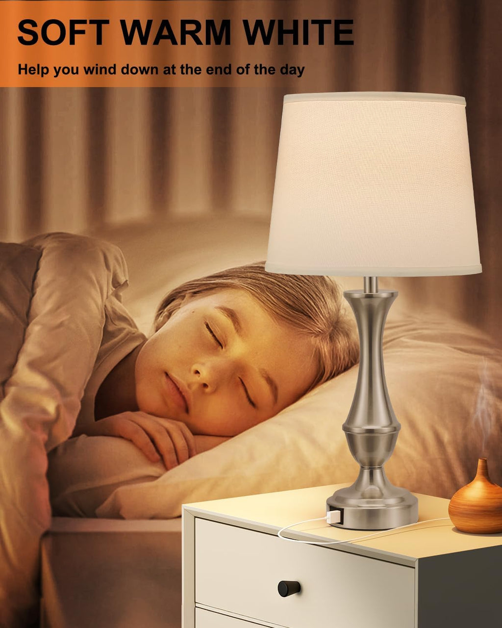 Seealle Upgraded Touch Lamps for Night Stands Set of 2 - Bedside Lamps with USB C+A, 3 Way Dimmable for Bedroom Living Room End Tables…