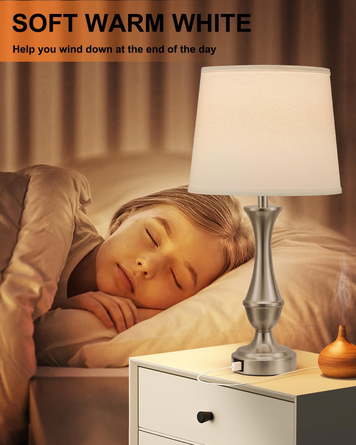 Seealle Upgraded Touch Lamps for Night Stands Set of 2 - Bedside Lamps with USB C+A, 3 Way Dimmable for Bedroom Living Room End Tables…