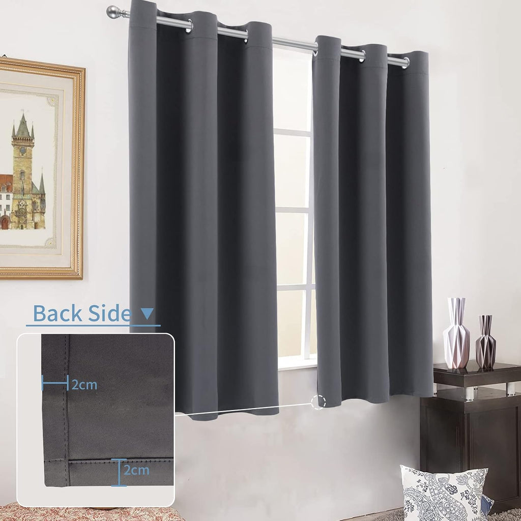 Pickluc Grey Blackout Curtain Panels with Grommet, Light Blocking Drapes for Bedroom, Thermal Insulated, Noise Reduction, Privacy Protectio…