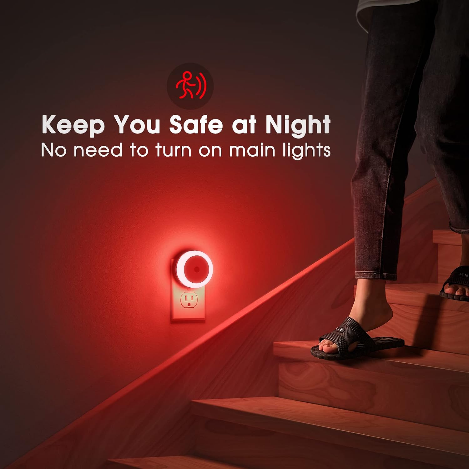 WelcometoBriigniteenjoyyourtimehere Briignite 4 Pack Red LED Night Light, Dusk to Dawn Sensor, Plug in, 60 Lumens, 0.6W, ABS Plastic, Perfe…
