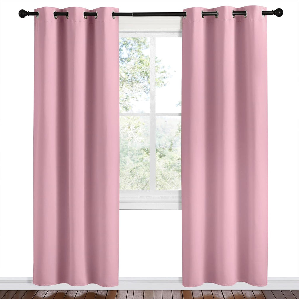 NICETOWN Crystal Pink Room Darkening Curtains for Kitchen, Set of 2, 42 inches Wide by 78 inches Long, Window Treatment Thermal Insulated…