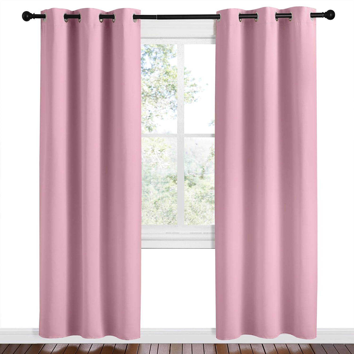 NICETOWN Crystal Pink Room Darkening Curtains for Kitchen, Set of 2, 42 inches Wide by 78 inches Long, Window Treatment Thermal Insulated…