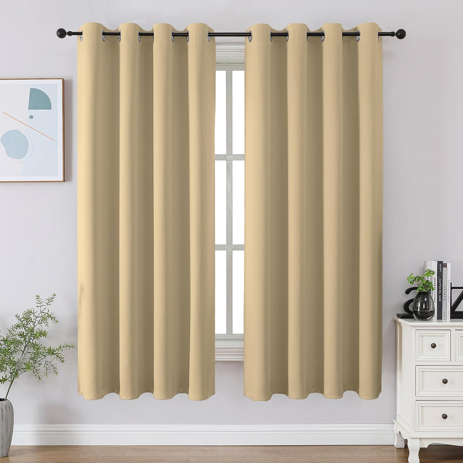 Cucraf Beige Blackout Curtains 54 inch Length 2 Panels Set, Room Darkening Drapes for Living Room Bedroom, Thermal Insulated Light Blocking…