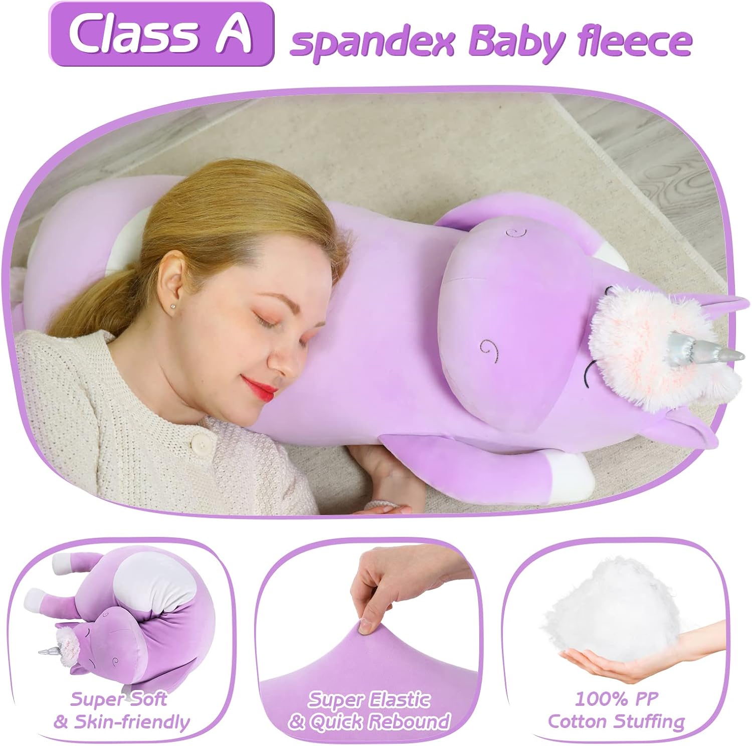 MorisMos Big Unicorn Stuffed Animal 3ft, 36.2'' Long Plush Unicorn Body Pillow for Girl Boy, Giant Stuffed Animal Body Pillow for…