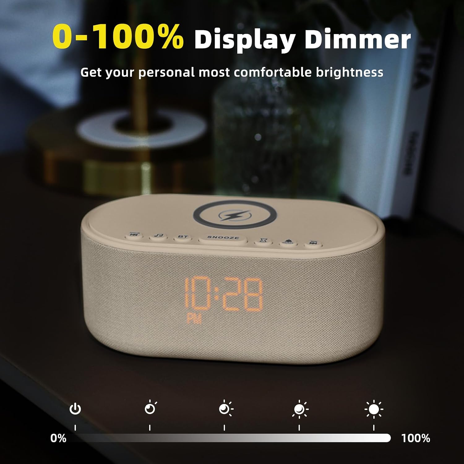 Odokee Sound Machine Alarm Clock for Bedrooms: Bluetooth 10W Stereo Sound Speaker with Wireless Charging - White Noise Machine for Sleeping…