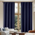 Simplebrand Ava Navy Blue Blackout Curtains for Patio 108 Inches Long 2 Panels Set, Solid Thermal Insulated Room Darkening Rod Pocket Windo…