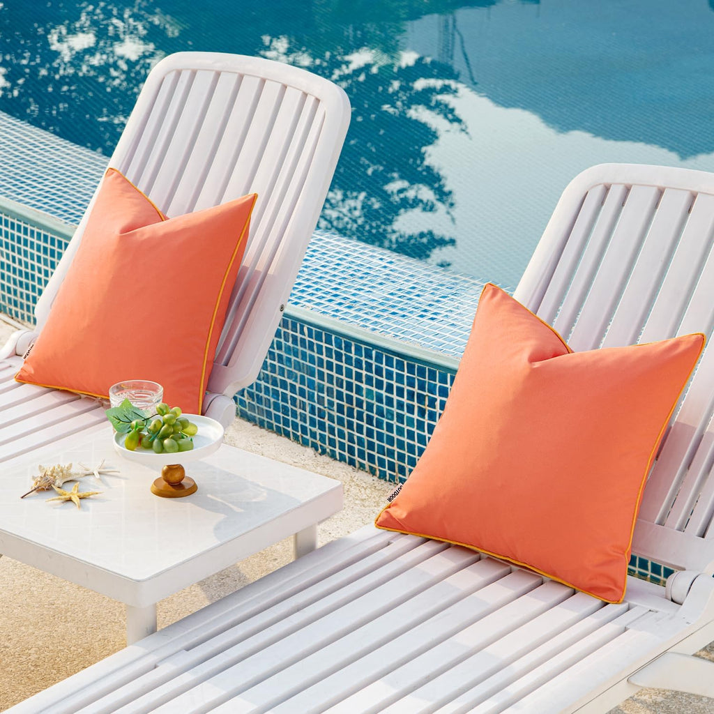 MIULEE Pack of 2 Outdoor Waterproof Throw Pillow Covers Decorative Outdoor Pillowcases Piping Edge Water Resistant Cushion Covers for…