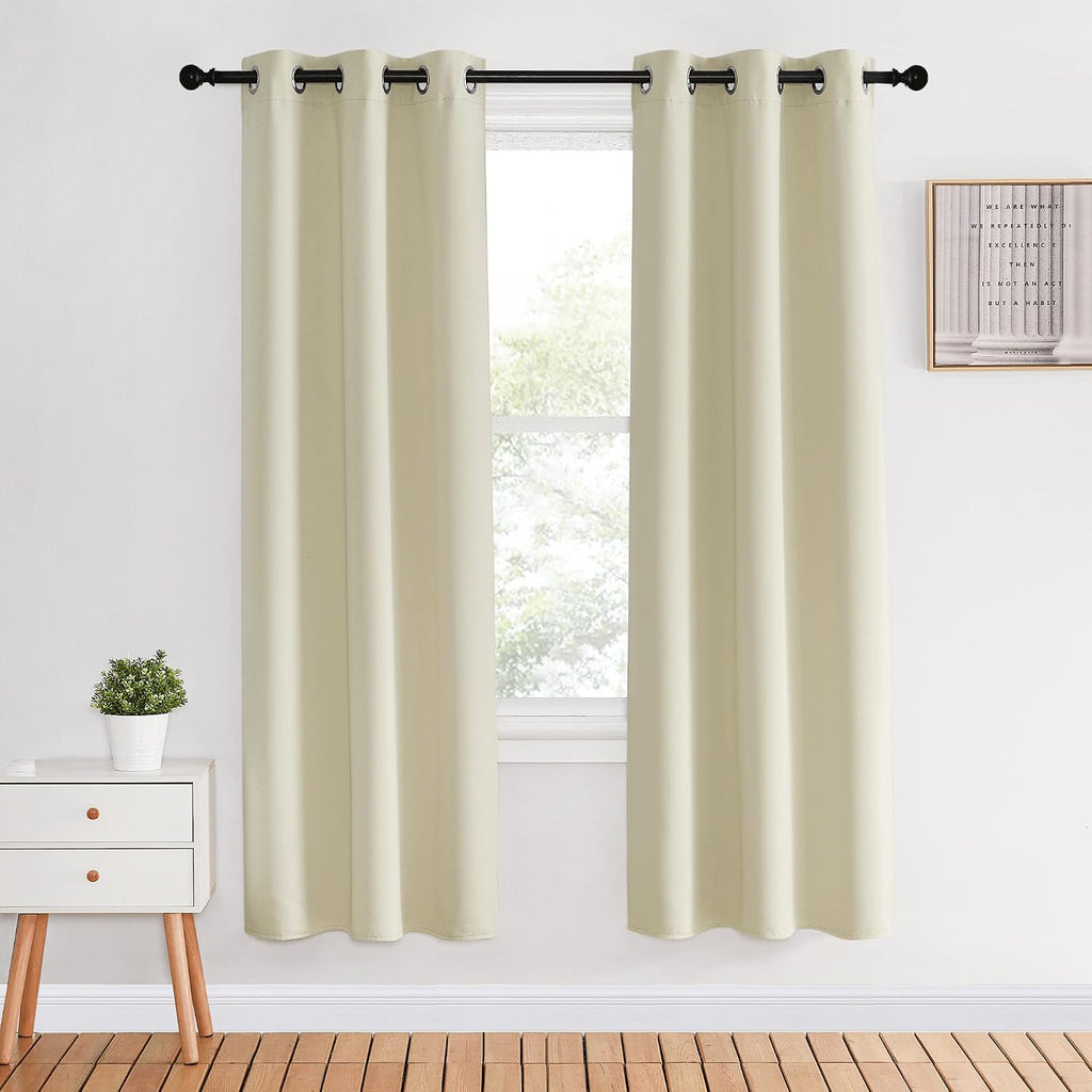 NICETOWN Room Darkening Curtains Panels for Bedroom, Beige, 2 Panels, 34 x 70 Inch, Energy Saving Thermal Insulated Solid Ring Top Light…