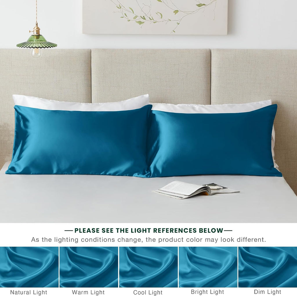 Lovescabin Love's cabin Satin Pillowcase Set of 2 Queen Size 20x30, Cooling Pillow Covers for Hair and Skin, Silky Smooth with Envelope Clo…
