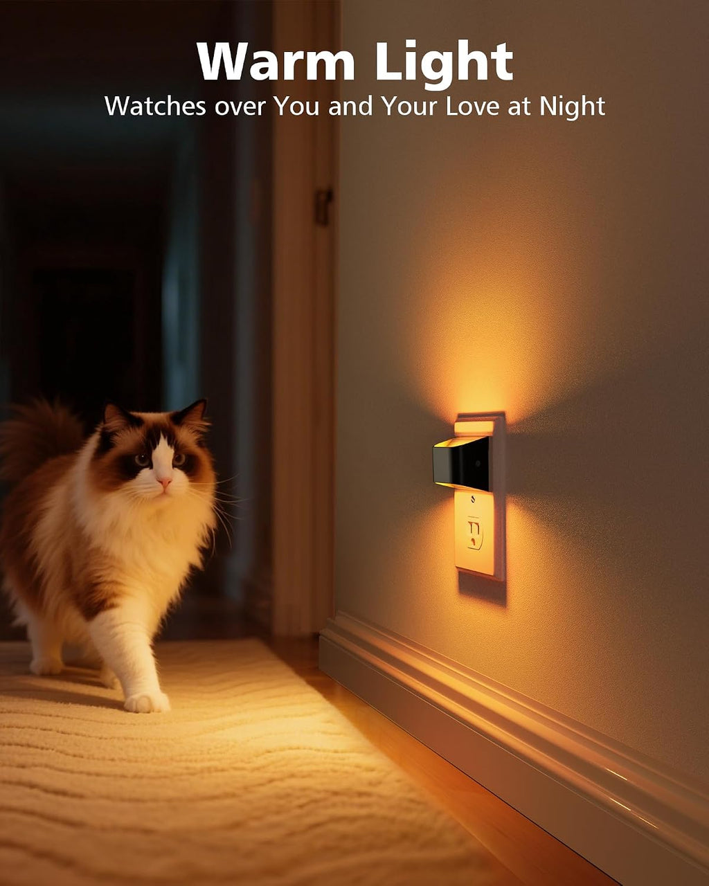 Volisun Amber Night Light, 4 Pack Up and Down LED Night Light with Dusk to Dawn Light Sensor, 1800K Night Lights Plug into Wall for Hallway…