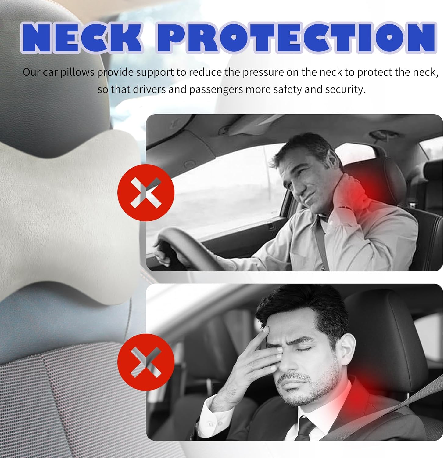 2PCS Car Headrest Pillow, Soft & Comfortable Car Neck Pillow for Driving Fatigue Relieve, All-Season Universal Cars Head Rest Pillows…